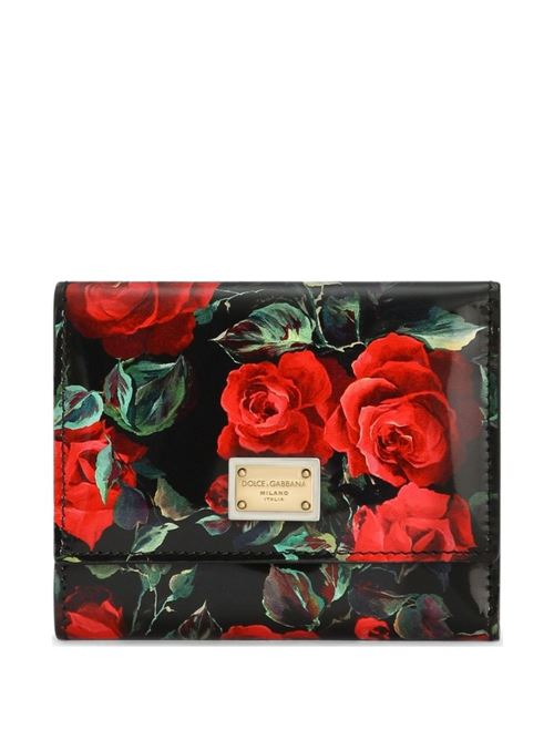 Portafoglio con stampa Dauphine Rose DOLCE&GABBANA | BI0770A6O23HN5KQ